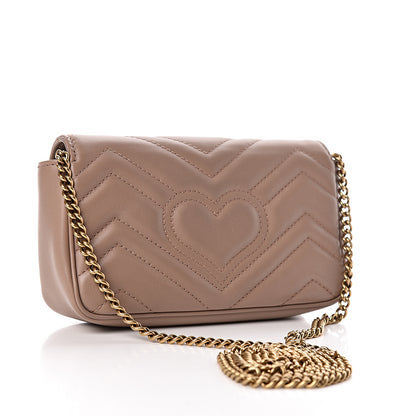 Gucci Calfskin Matelasse Super Mini GG Marmont Shoulder Bag Porcelain Rose 3 of 11