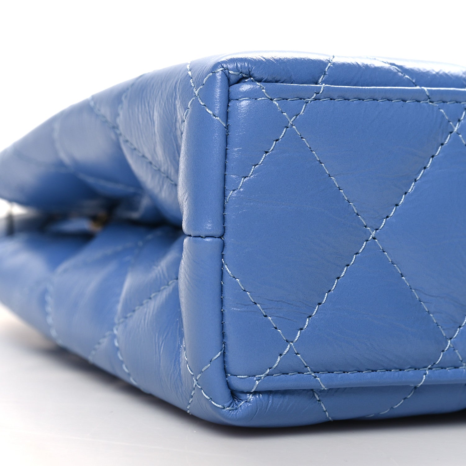 Chanel Shiny Aged Calfskin Quilted Nano Kelly Shopper Blue 9 of 11