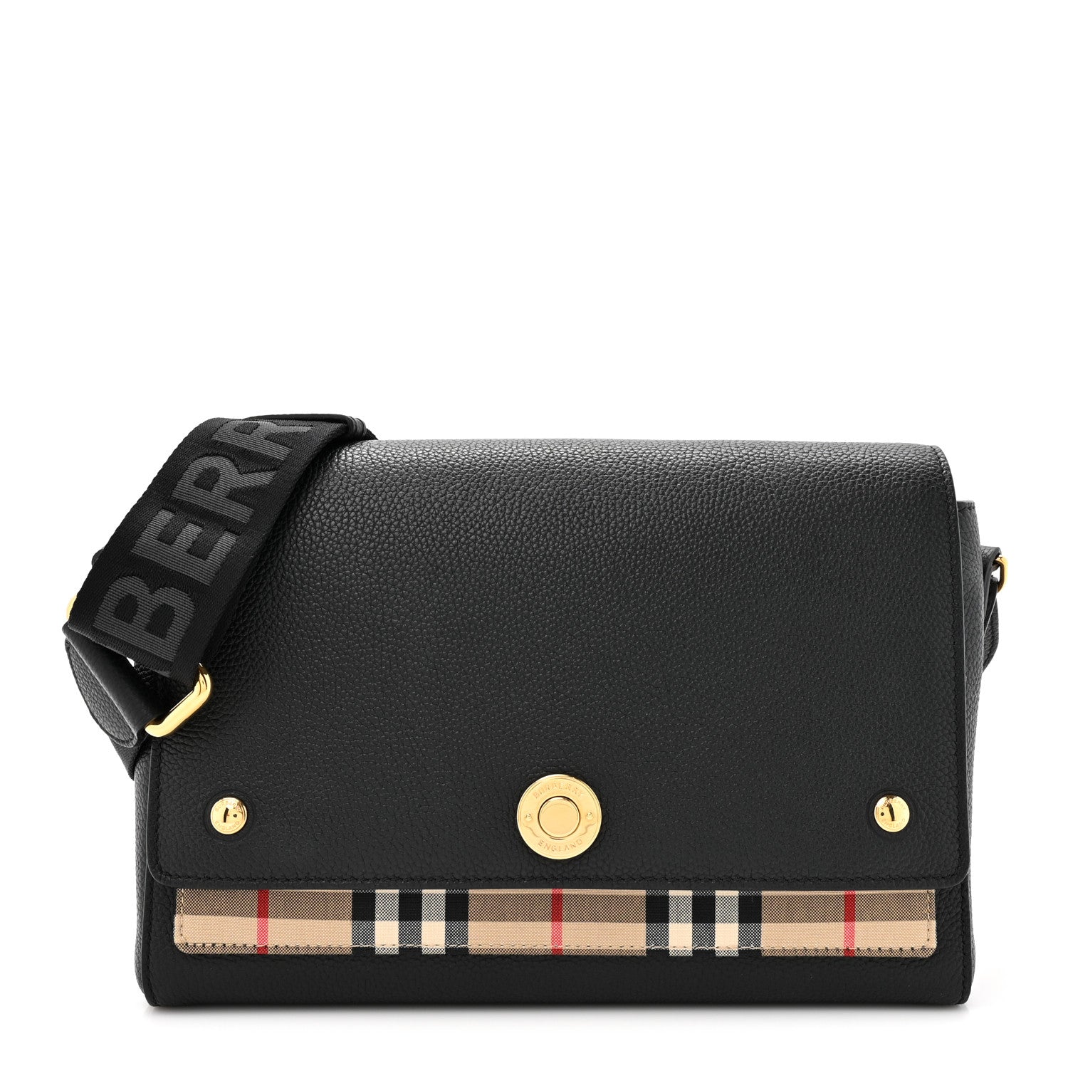 Burberry Grainy Calfskin Vintage Check Note Crossbody Bag Black 1 of 10