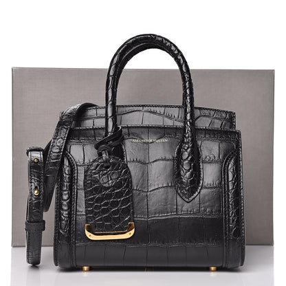 Alexander McQueen Calfskin Crocodile Embossed Mini Heroine 21 Black 10 of 10