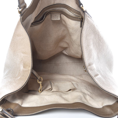 Gucci Metallic Pebbled Calfskin Large Soho Shoulder Bag Golden Beige 5 of 22
