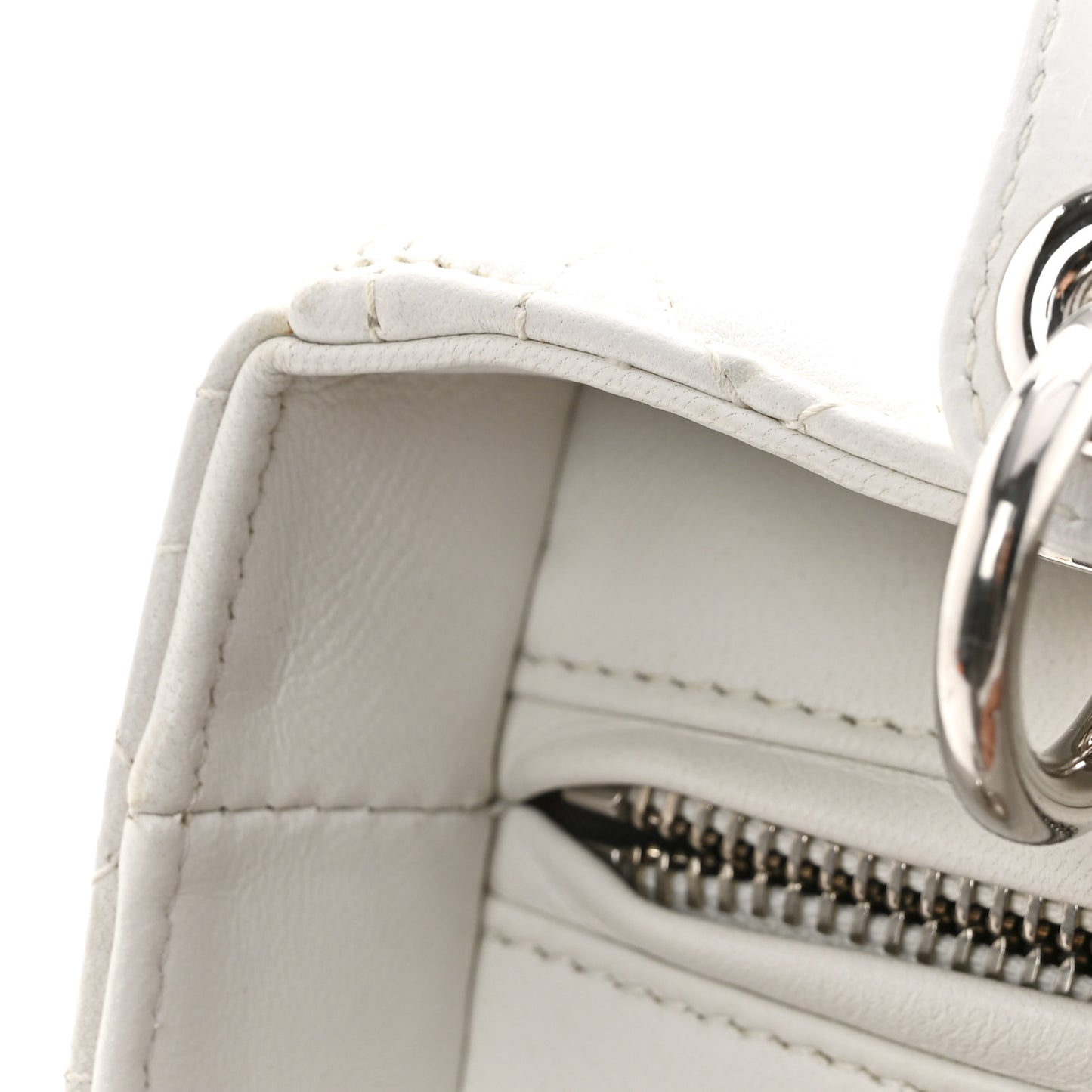 Lambskin Cannage Medium Lady Dior White