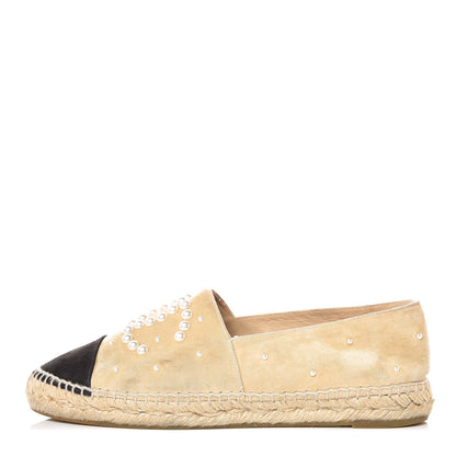Chanel Suede Pearl CC Espadrilles 39 Beige 1 of 16
