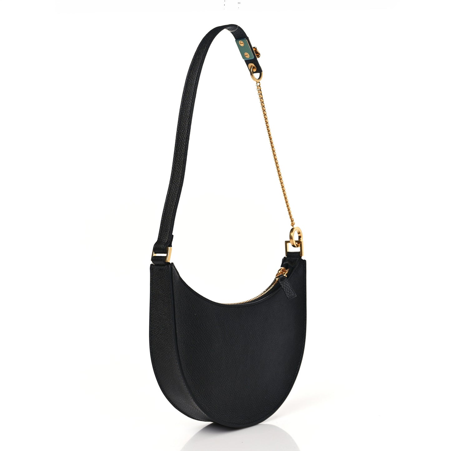 Grainy Calfskin Mini Vlogo Hobo Bag Black