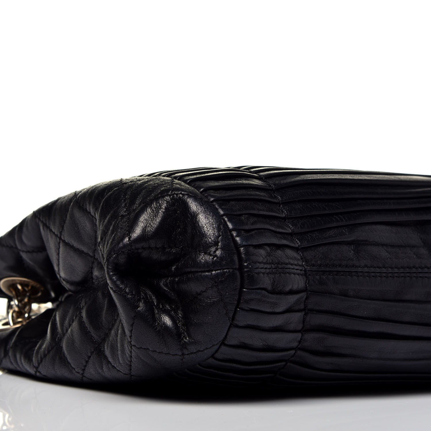Chanel Lambskin Pleated Shoulder Bag Black 7 of 8