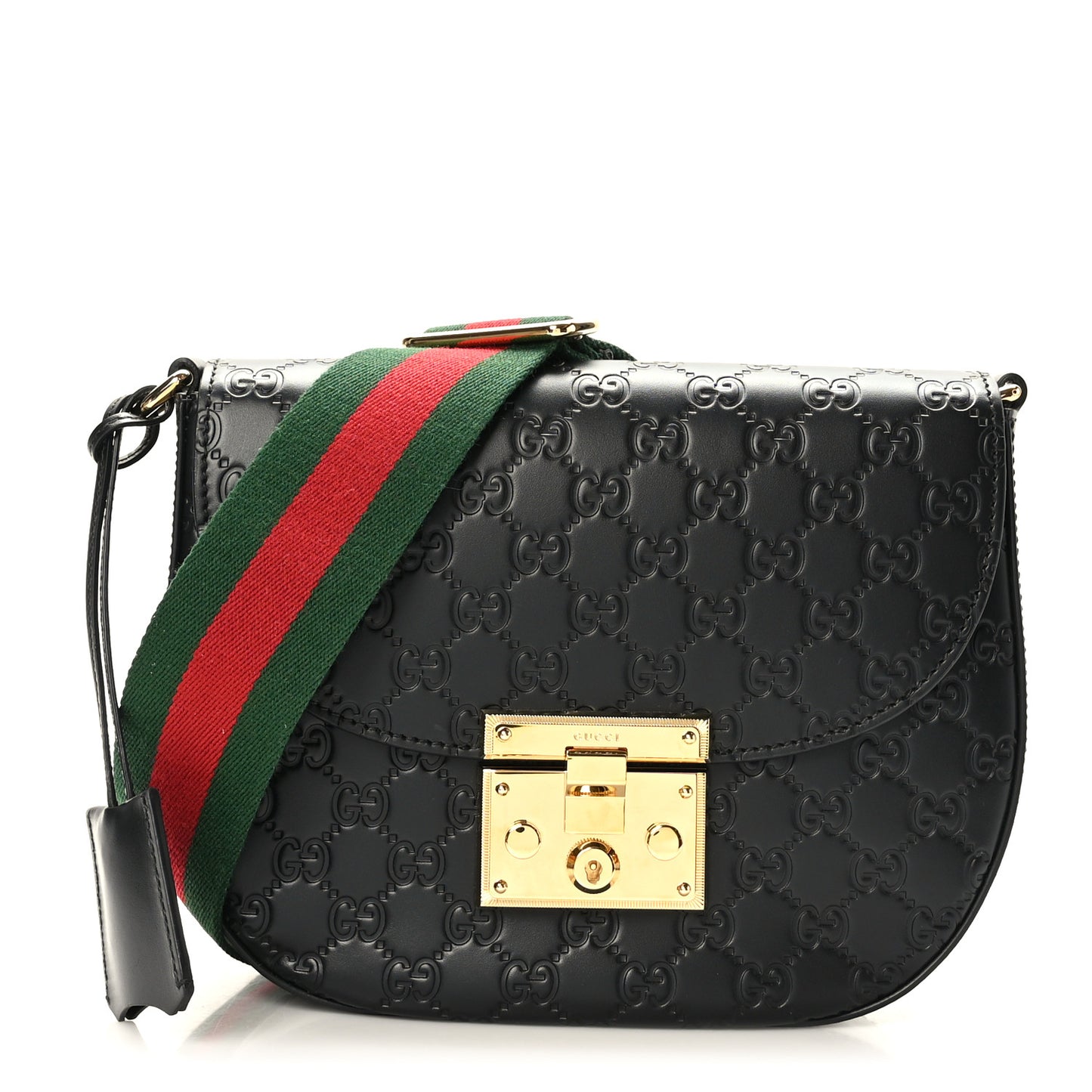 Guccissima Web Medium Padlock Messenger Shoulder Bag Black