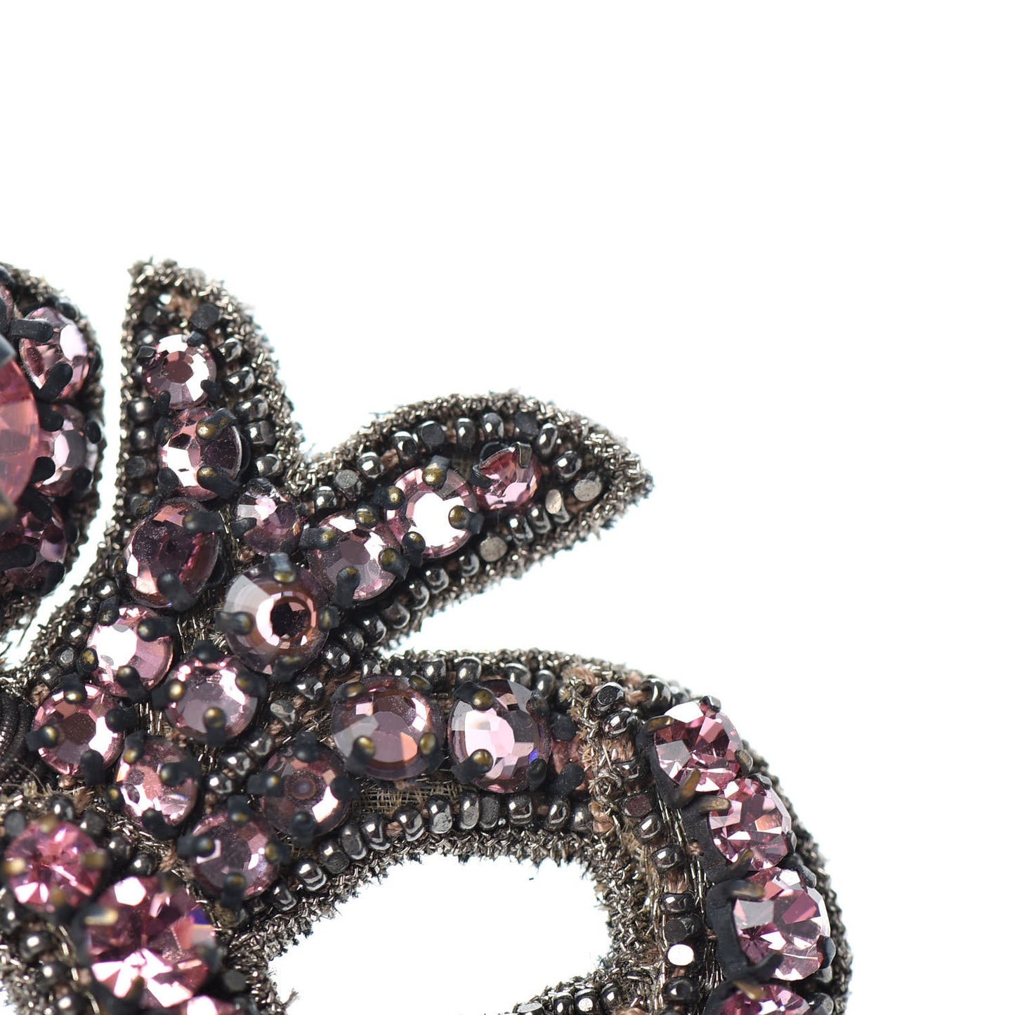 Metal Crystal Bow Brooch Pink