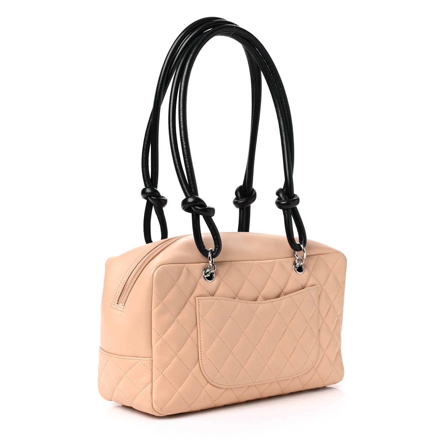 Calfskin Quilted Large Cambon Bowler Beige Black