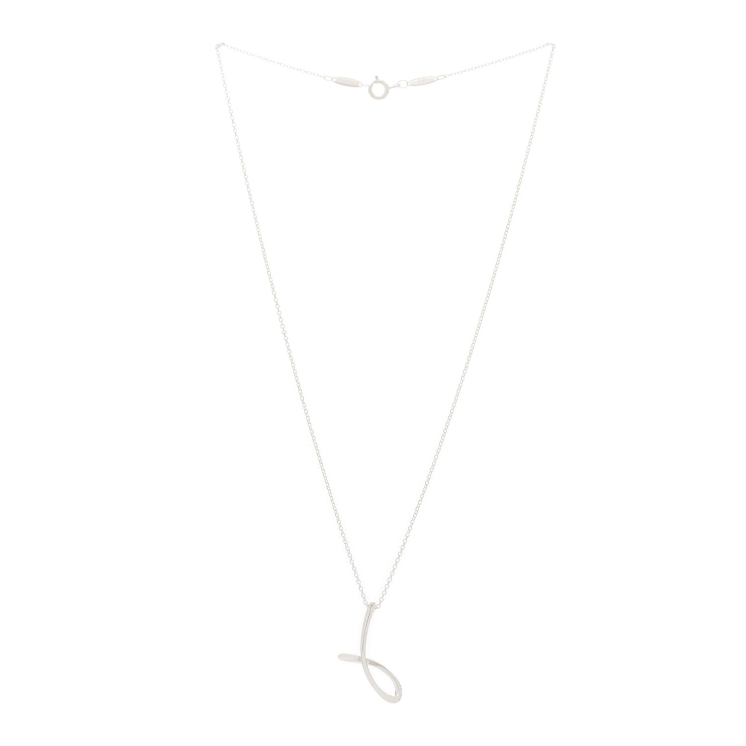 Tiffany Sterling Silver Elsa Peretti Letter J Pendant Necklace 2 of 3