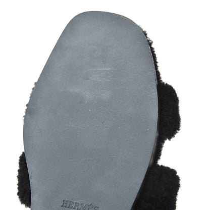 Hermes Woolskin Oran Sandals 40.5 Black 8 of 12