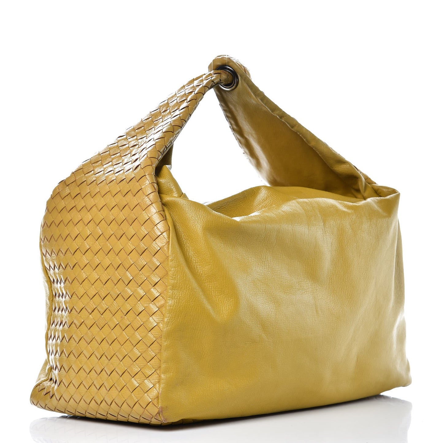 Nappa Intrecciato Large Knot Hobo Moutarde