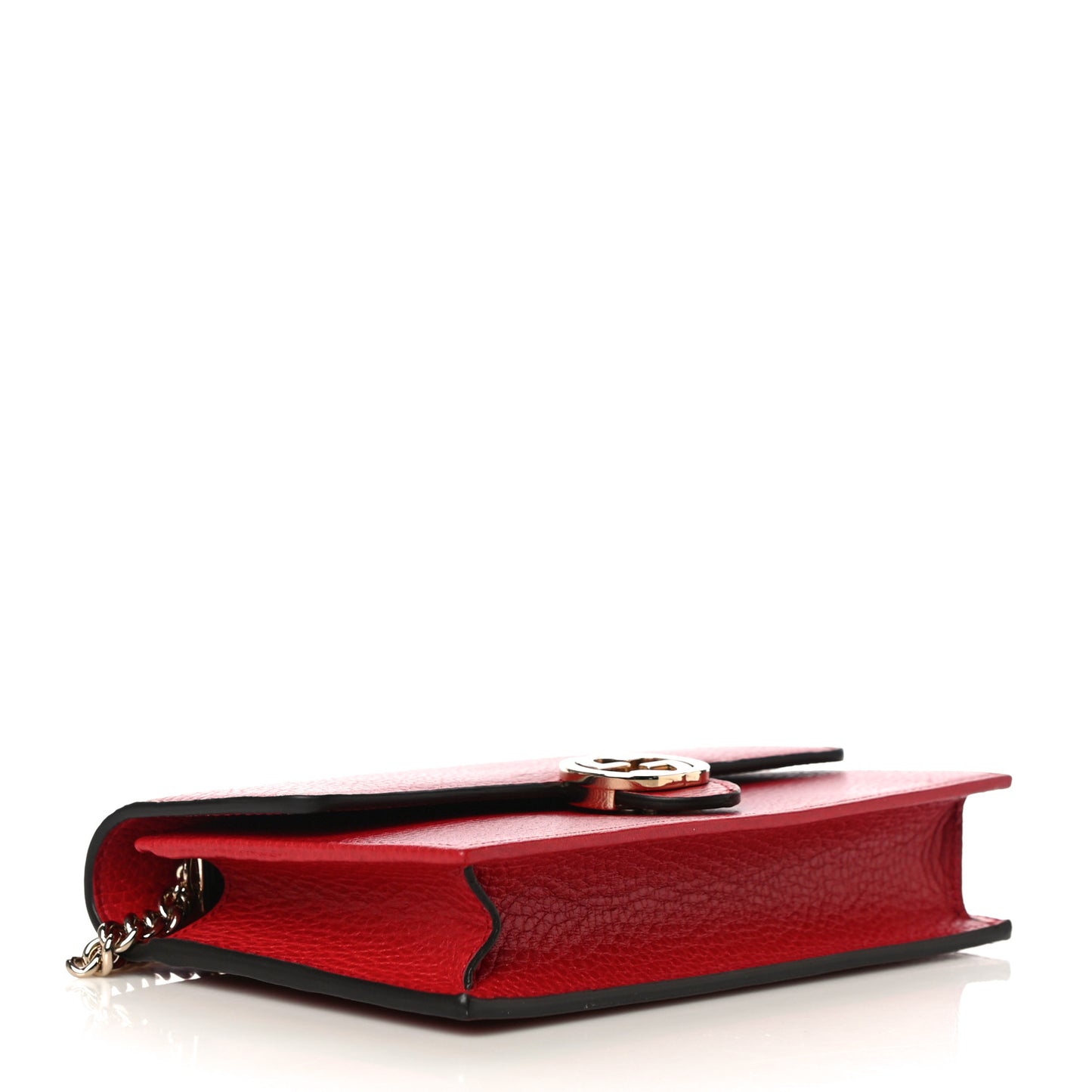 Dollar Calfskin Interlocking G Chain Wallet Red