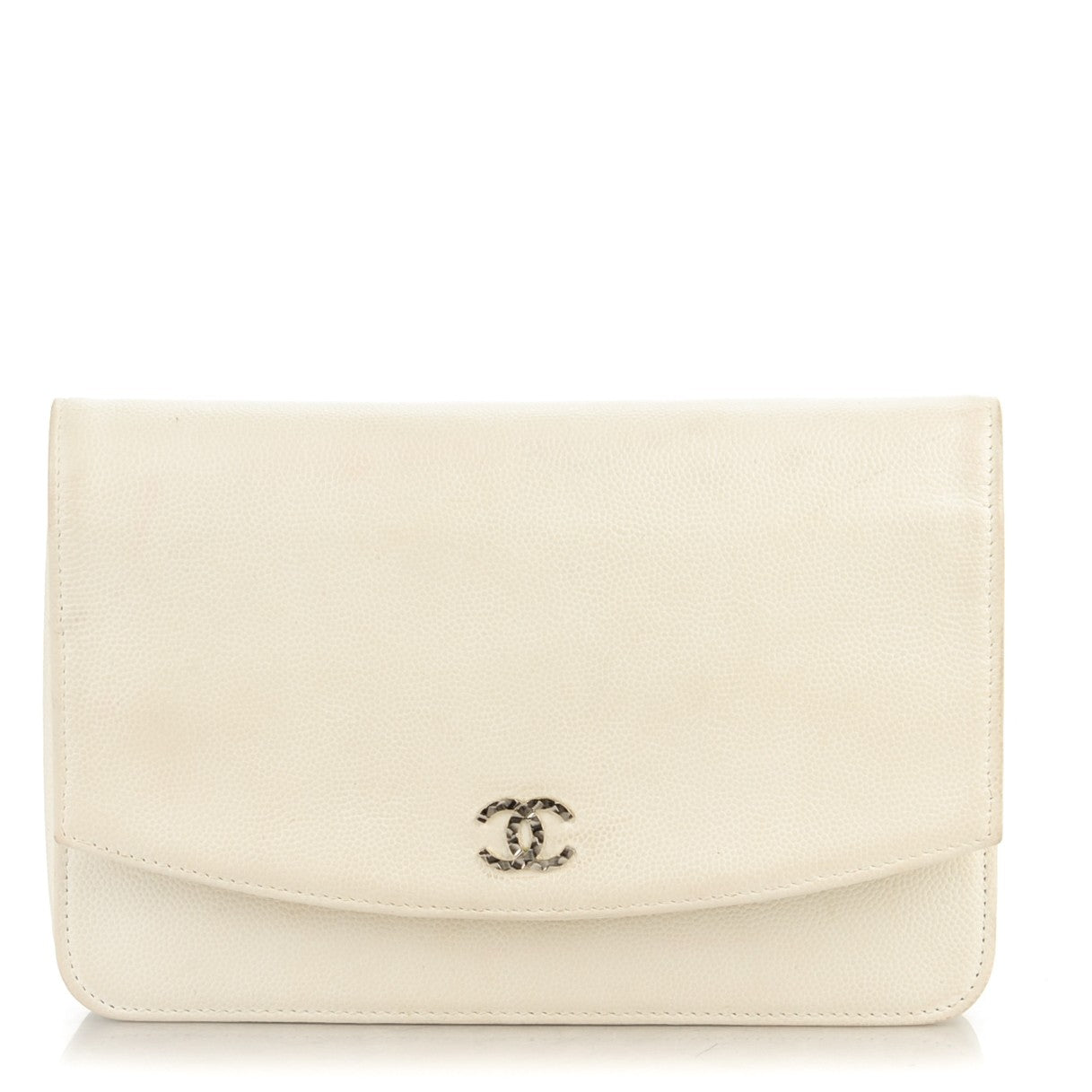 Chanel Caviar Sevruga Wallet On Chain WOC White 1 of 8