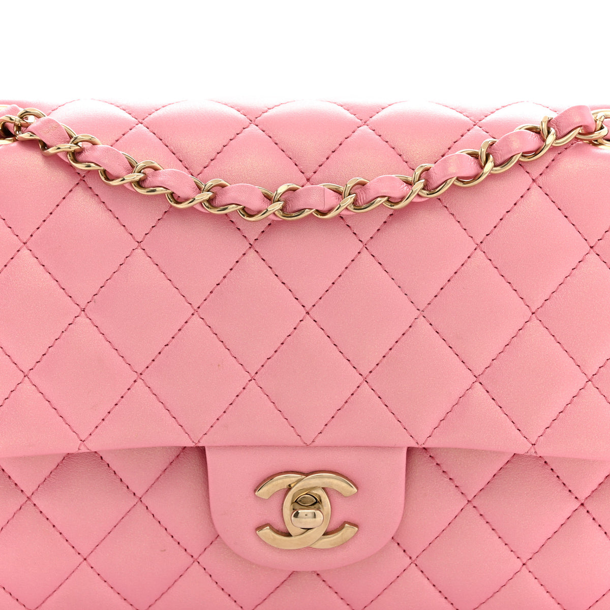 Chanel Iridescent Calfskin Quilted Medium Double Flap Pink 8 of 13