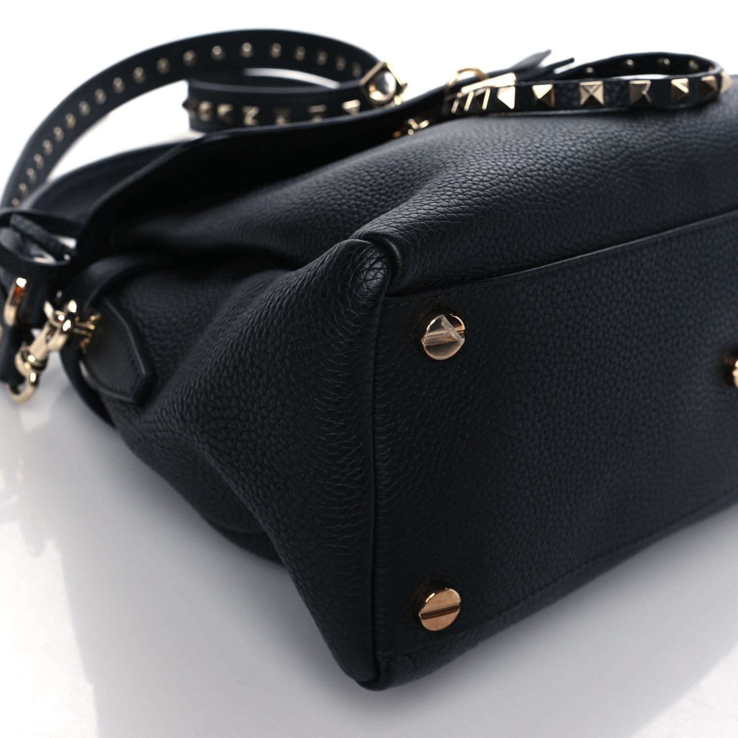 Valentino Garavani Grained Lagun Calfskin Rockstud Twiny Top Handle Bag Black 8 of 9