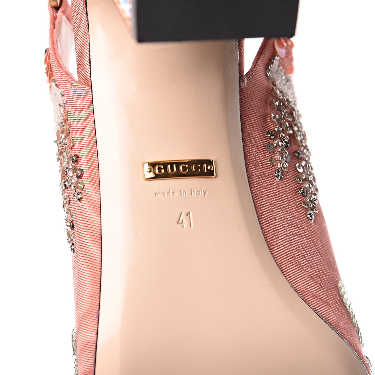 Moire Fabric Eyes Crystal Square G Madelyn Slingbacks 41 New Blush