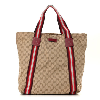 Gucci GG Monogram Medium Web Handle Vertical Tote Red 1 of 13