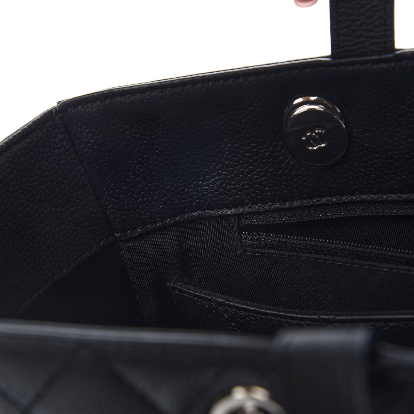 Caviar Quilted Large CC Box Shopping Tote Black