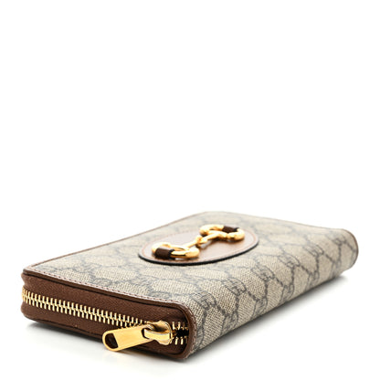 Gucci GG Supreme Monogram Azalea Calfskin Horsebit 1955 Zip Around Wallet Beige Ebony Brown Sugar 4 of 9