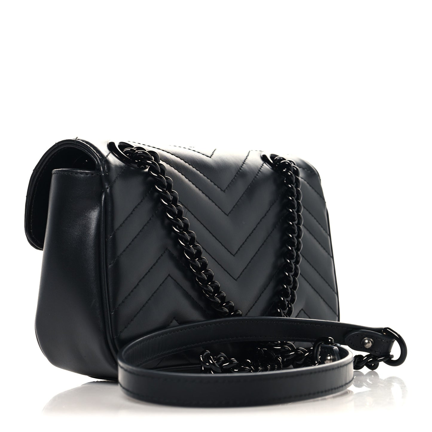 Calfskin Matelasse Monochrome Mini GG Marmont Shoulder Bag Black