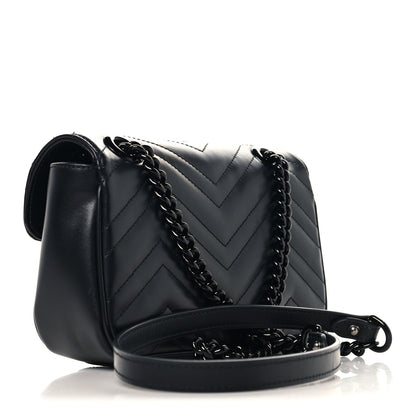 Gucci Calfskin Matelasse Monochrome Mini GG Marmont Shoulder Bag Black 3 of 11