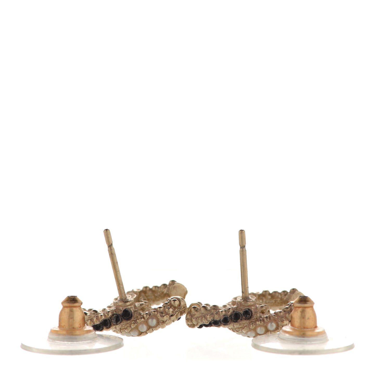 Pearl Resin Twisted CC Earrings Gold