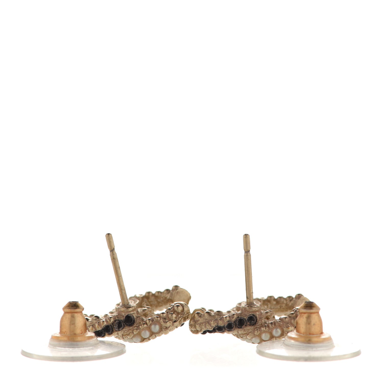 Chanel Pearl Resin Twisted CC Earrings Gold 3 of 4