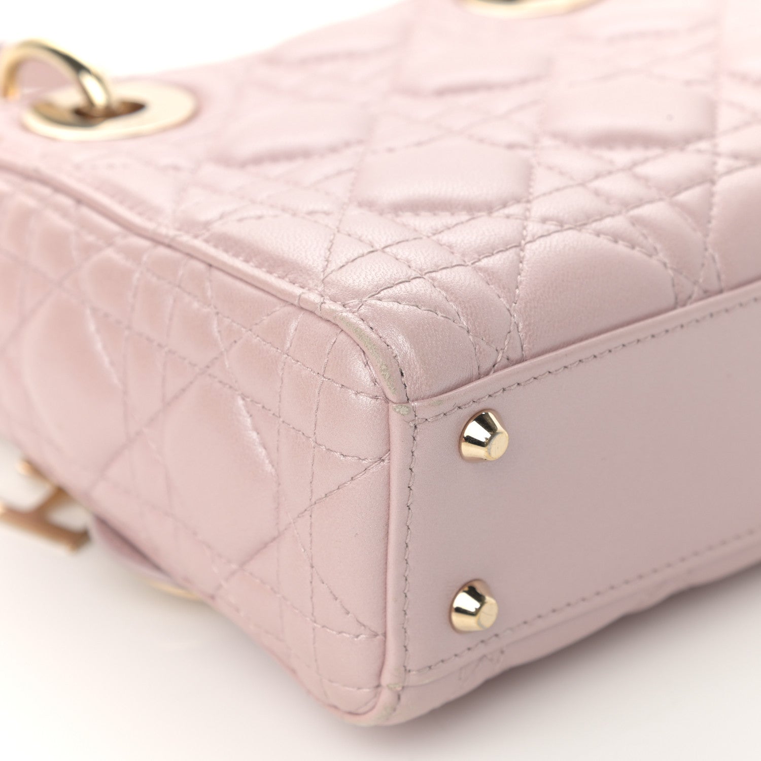Christian Dior Metallic Lambskin Cannage Mini Lady Dior Lotus 12 of 18