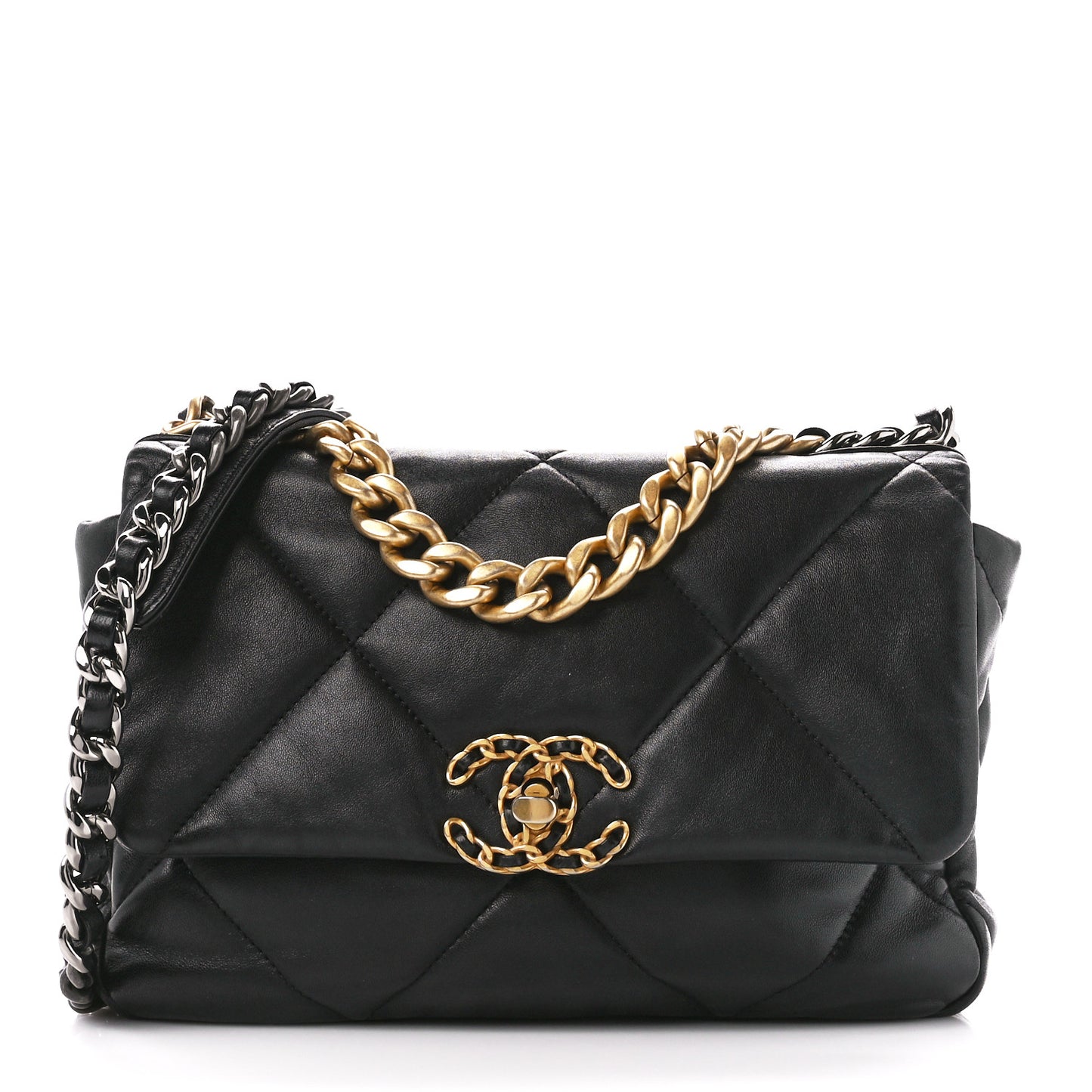 Lambskin Quilted Medium Chanel 19 Flap Black