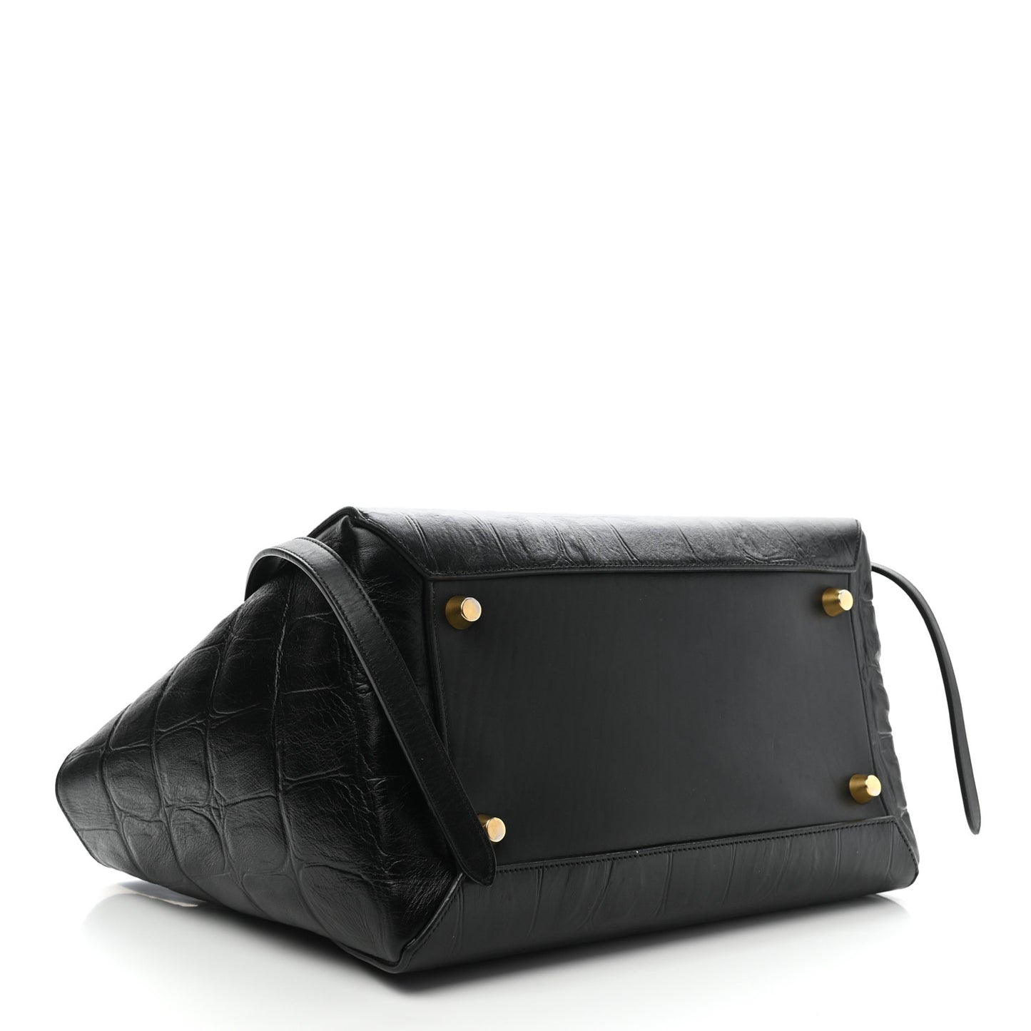 Calfskin Crocodile Embossed Small Belt Bag Black