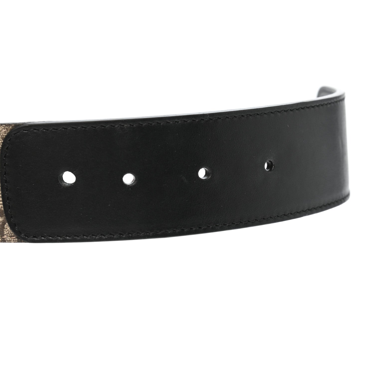 Gucci GG Supreme Monogram Matte Plutone Calfskin Double G 40mm Belt 85 34 Beige Ebony Black 3 of 6