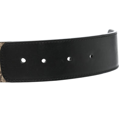 Gucci GG Supreme Monogram Matte Plutone Calfskin Double G 40mm Belt 85 34 Beige Ebony Black 3 of 6