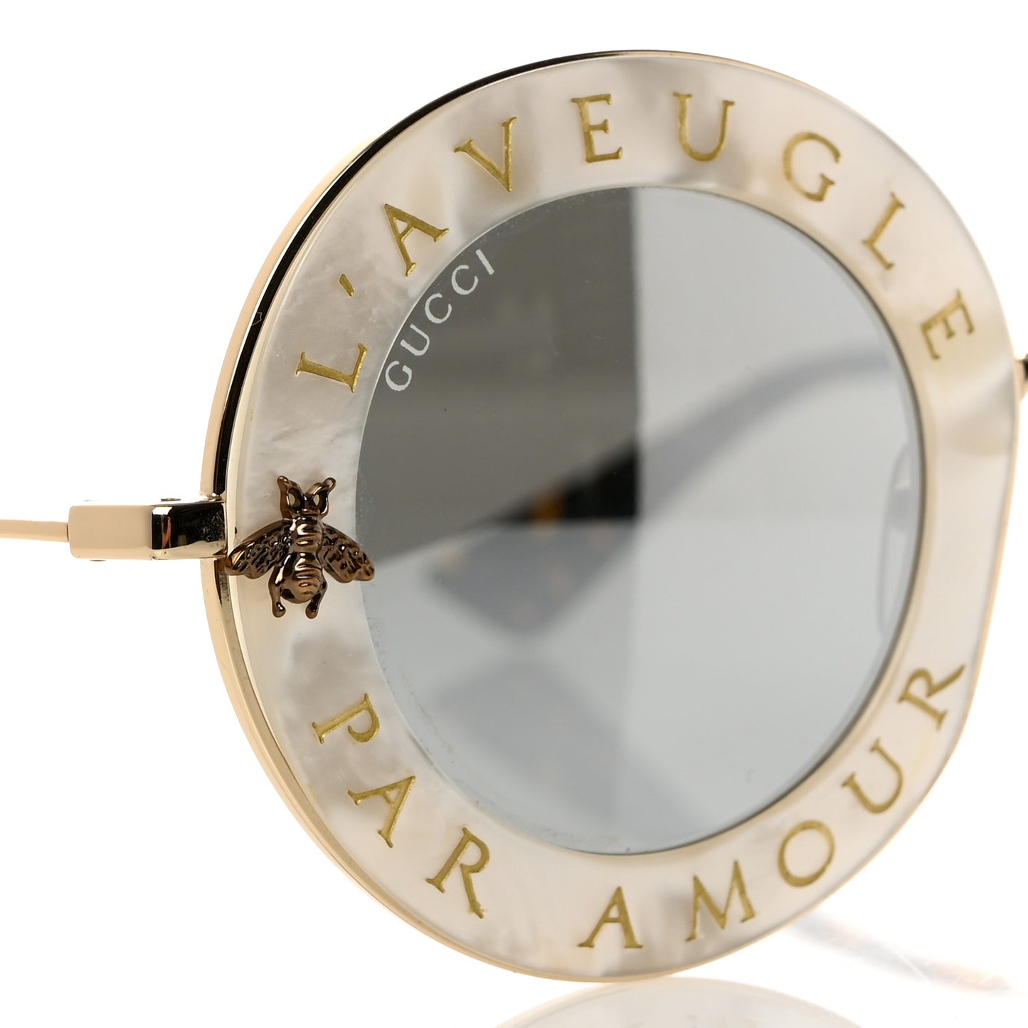 Metal L'Aveugle Par Amour Round Frame Sunglasses GG0113S White
