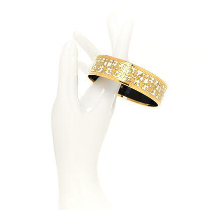 Hermes Enamel Printed Wide Balcons du Guadalquivir Bracelet L Gold 2 of 5