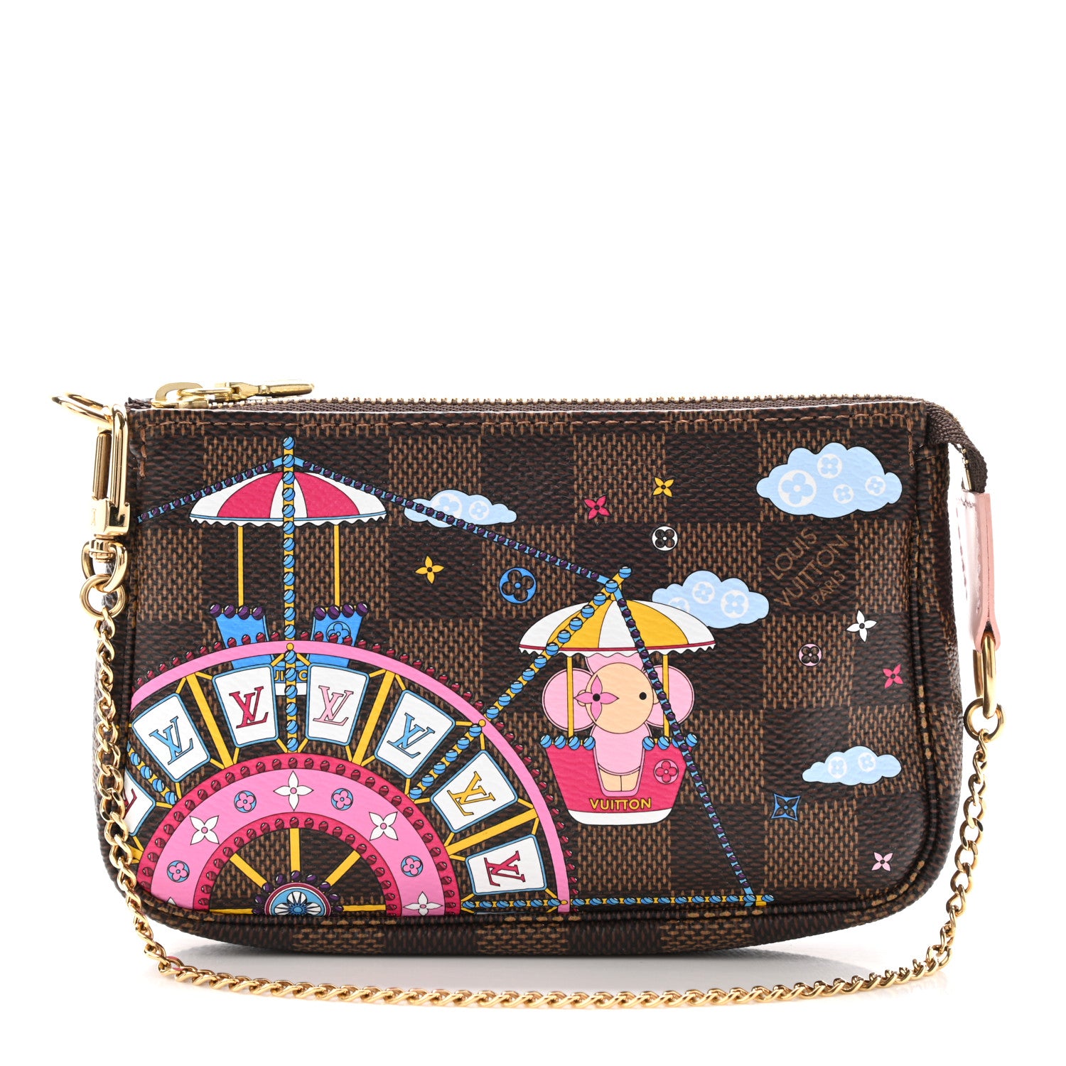 Louis Vuitton Damier Ebene 2020 Christmas Animation Big Wheel Mini Pochette Accessories Rose Ballerine 1 of 7