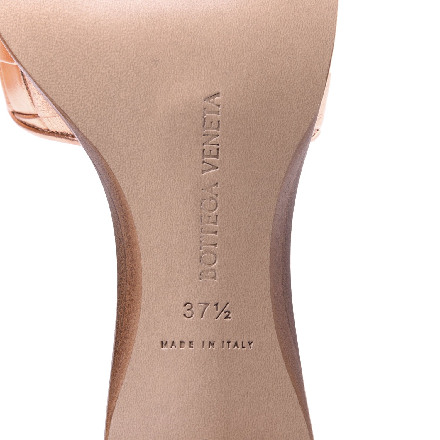 Bottega Veneta Metallic Nappa Intrecciato Heeled Sandals 37.5 Rose Gold 8 of 11