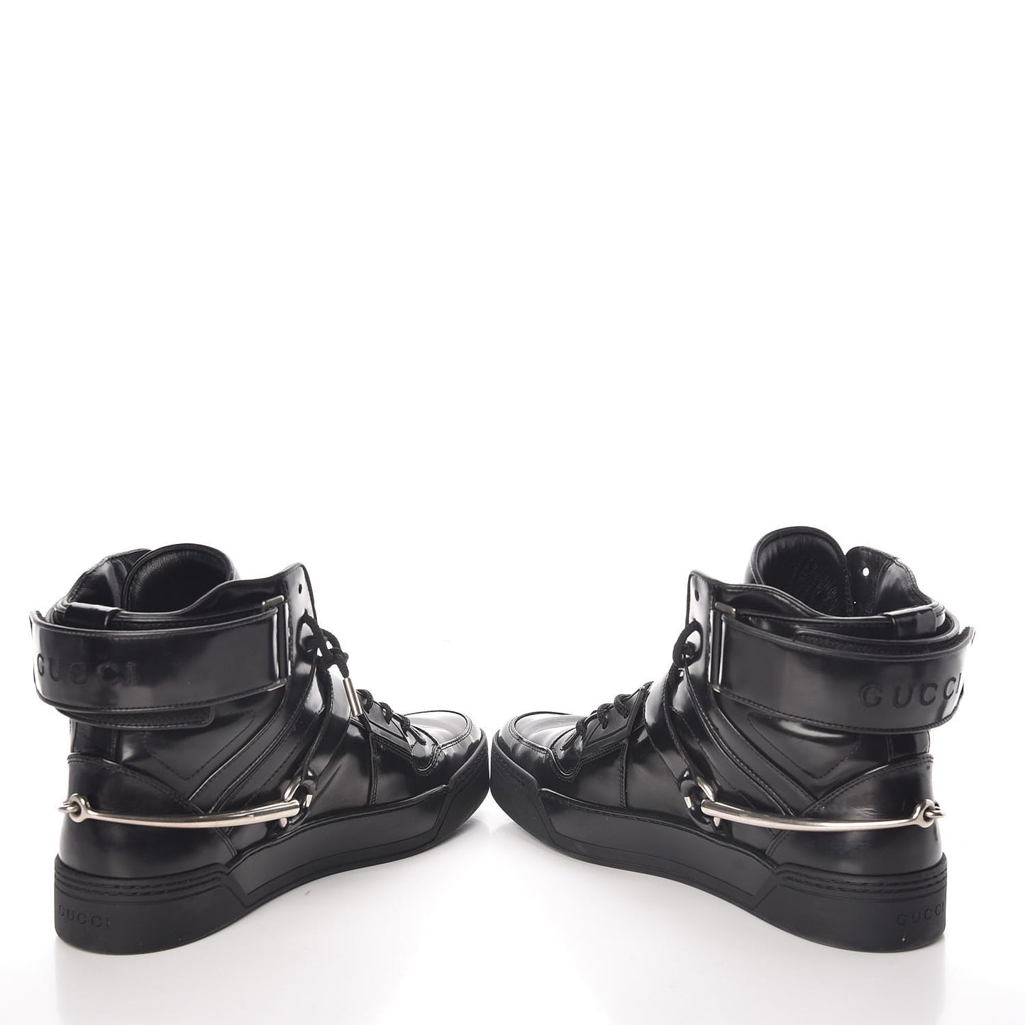 Calfskin Mens Horsebit High Top Spur Sneakers 7.5 Black