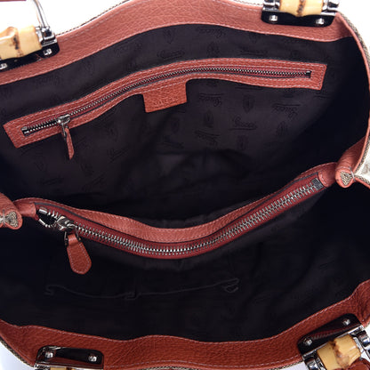 Gucci Monogram Libeccio Bamboo Bar Medium Tote Brown 5 of 8