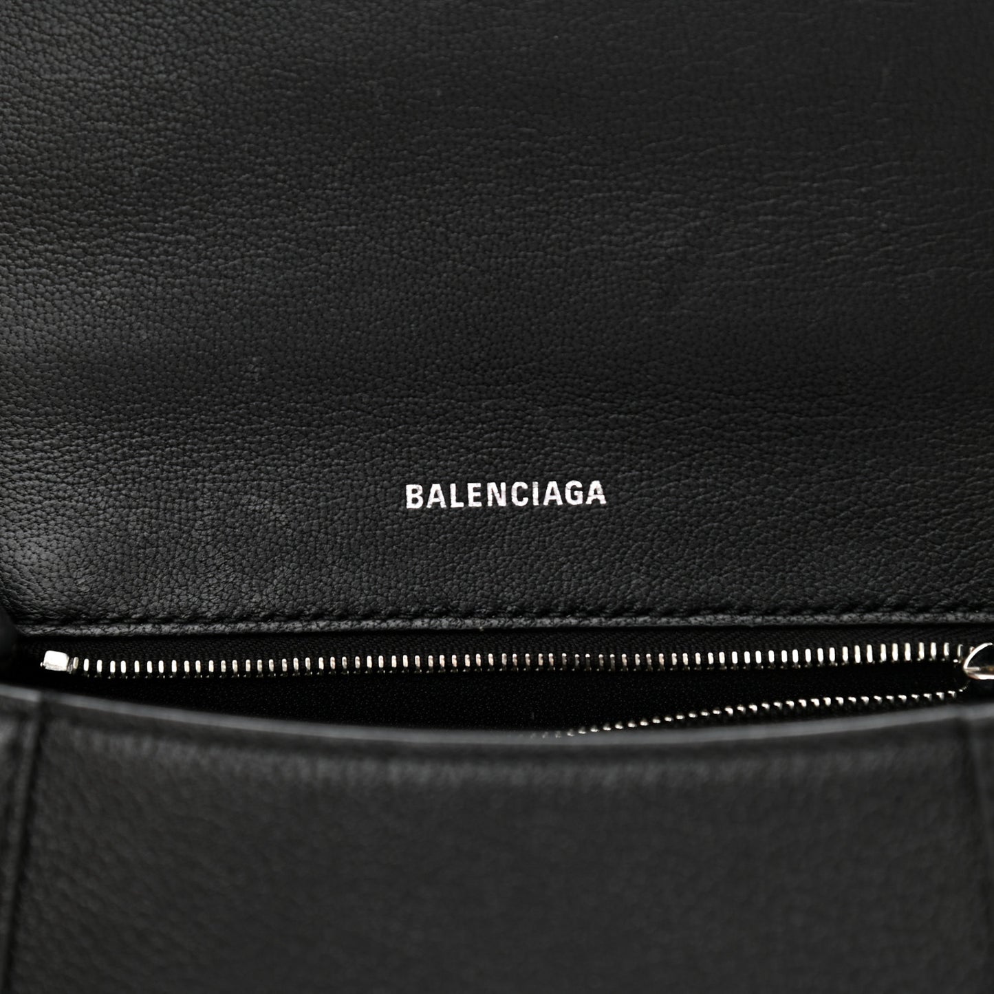 Grained Calfskin Small Hourglass Top Handle Bag Black
