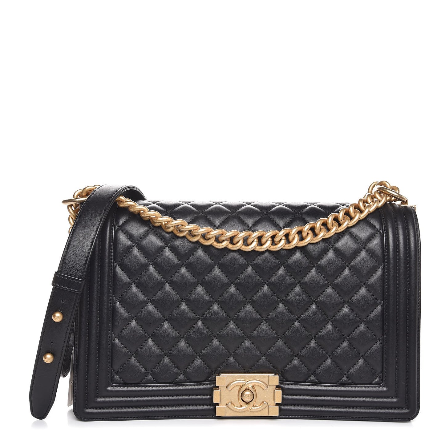 Lambskin Quilted New Medium Boy Flap Black