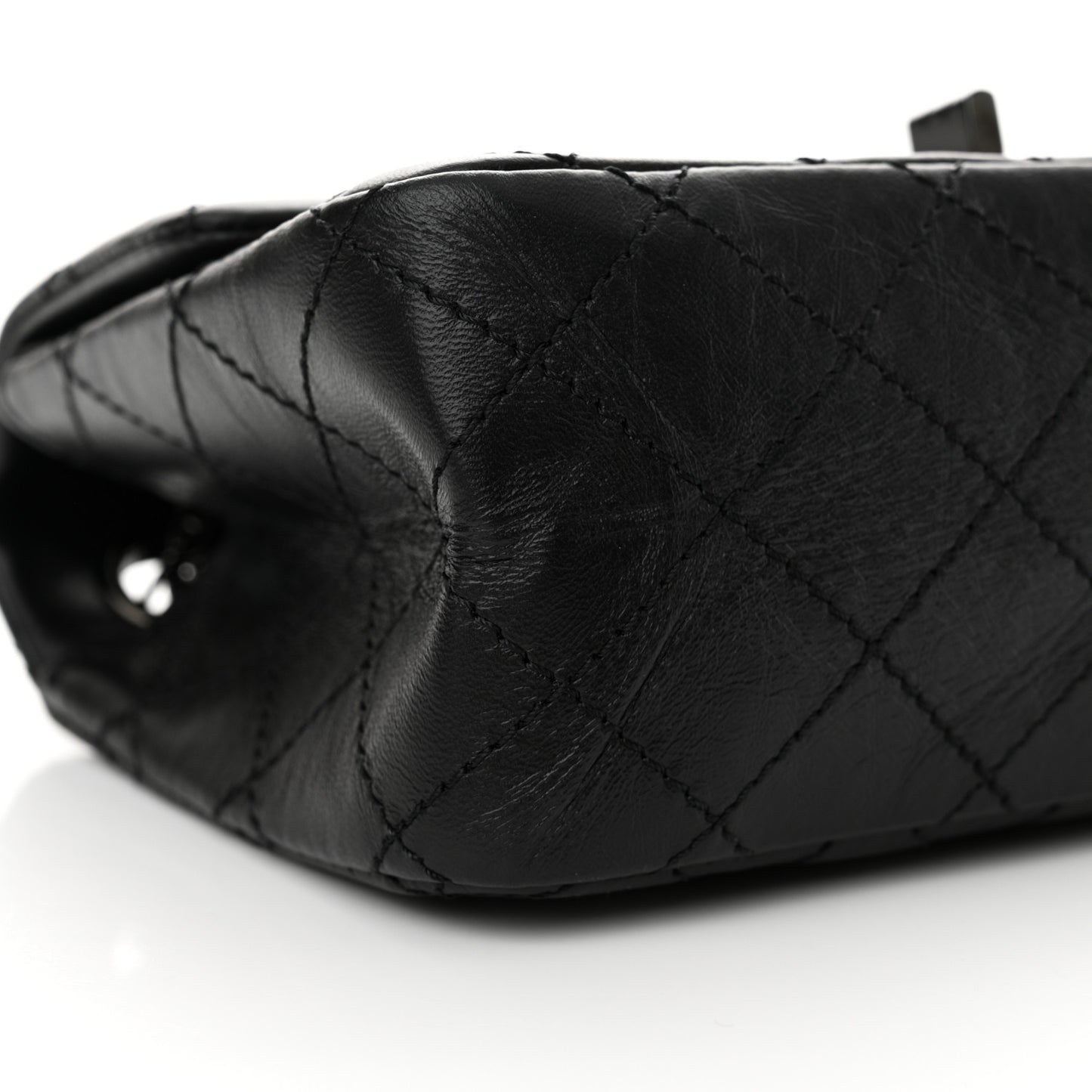 Aged Calfskin Quilted 2.55 Reissue Mini Flap So Black