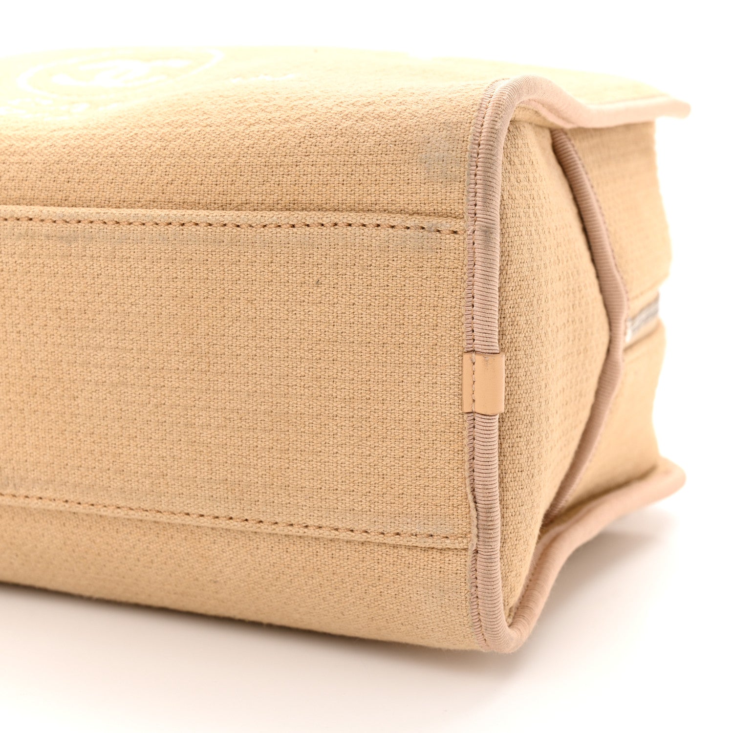 Chanel Canvas Deauville Bowling Bag Beige 10 of 18
