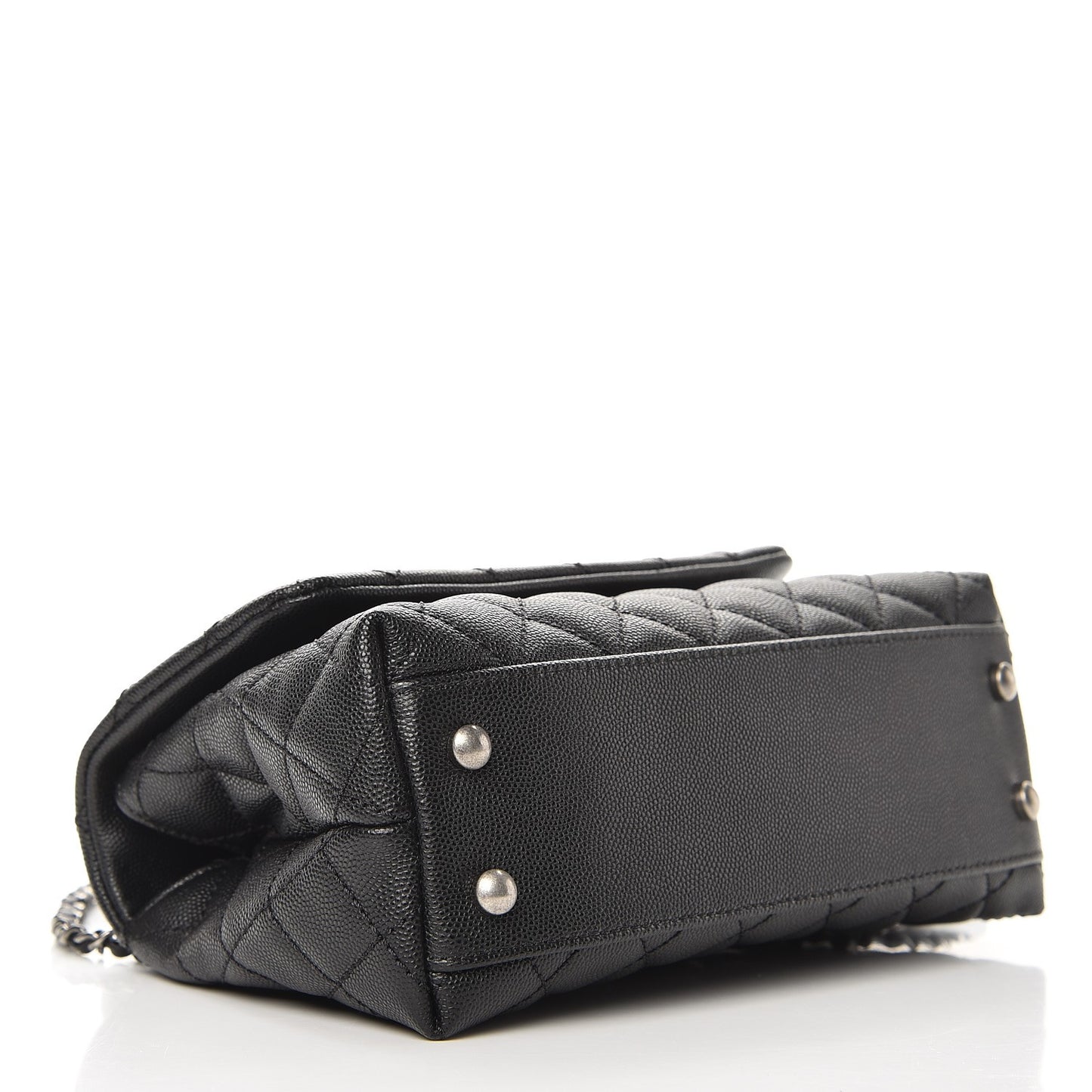 Caviar Lizard Quilted Mini Coco Handle Flap Black