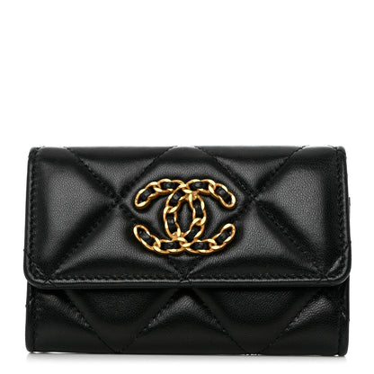Chanel Lambskin Quilted Chanel 19 Flap Card Holder Black 1 of 10