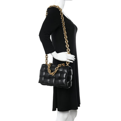 Bottega Veneta Lambskin Maxi Intreccio Padded Chain Cassette Crossbody Bag Black 2 of 9