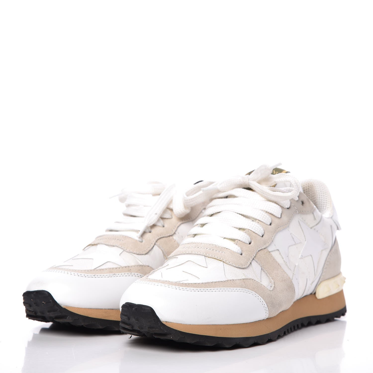 Valentino Garavani Fabric Suede Camustars Womens Rockrunner Sneakers 37.5 White 3 of 10