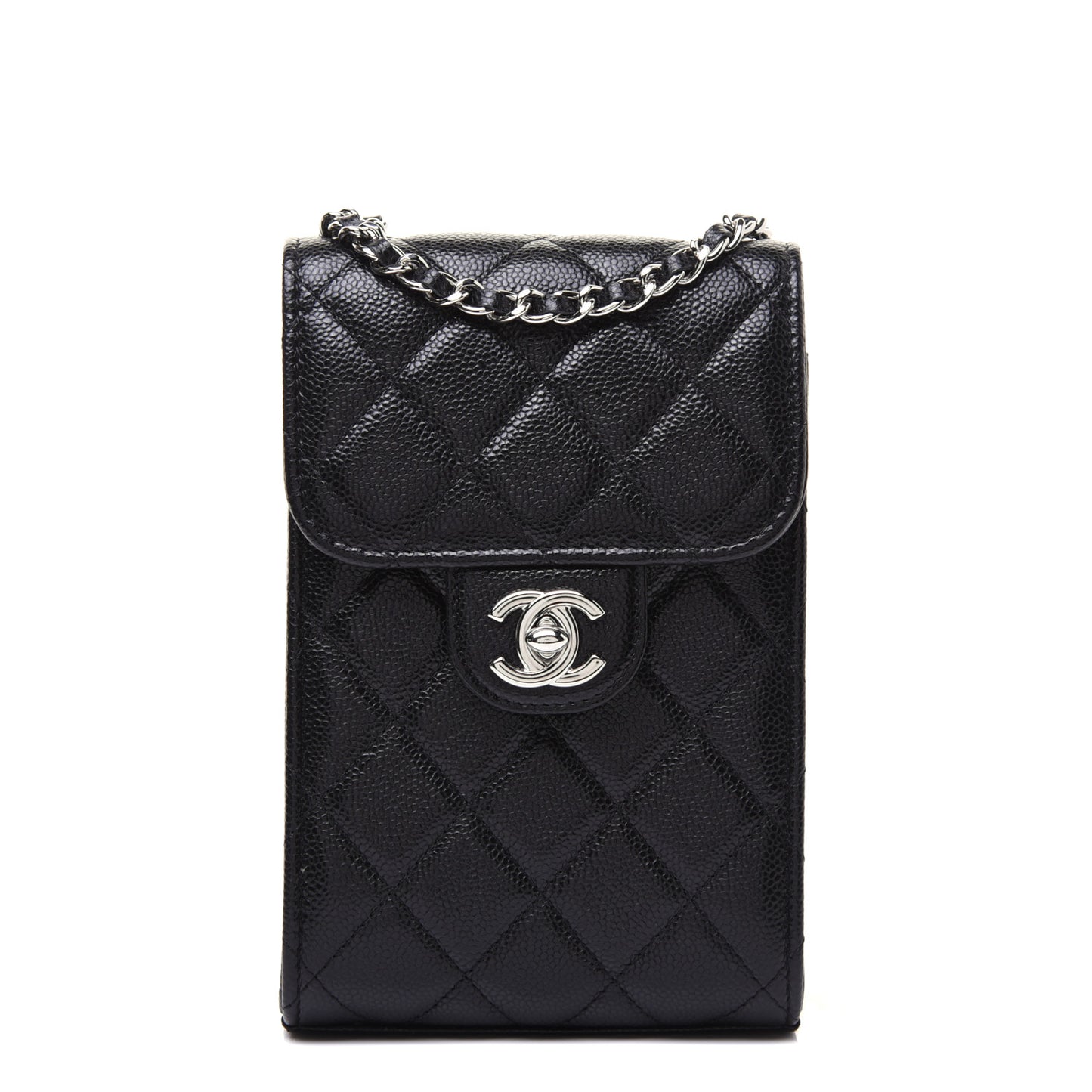 Caviar Quilted Classic Phone Holder Black