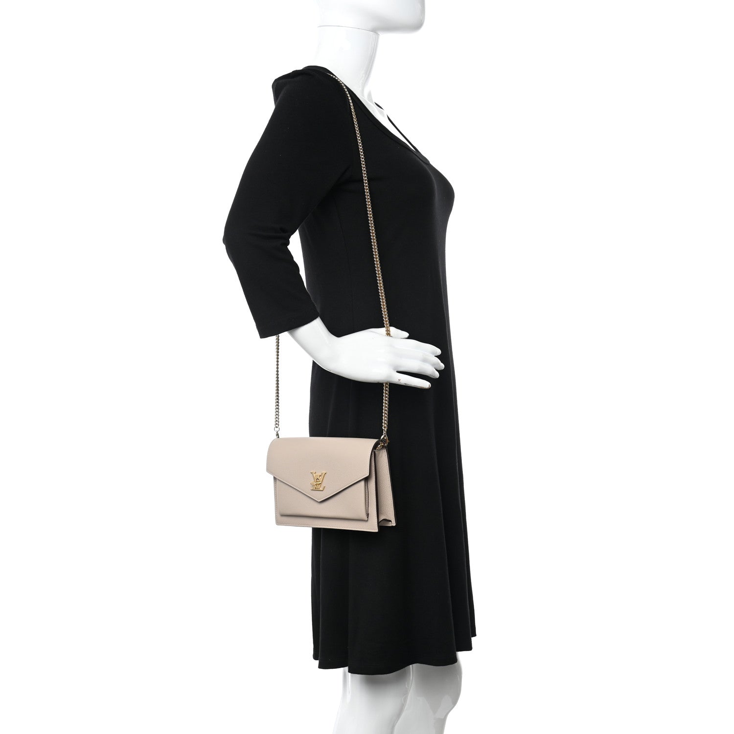 Louis Vuitton Soft Calfskin My Lockme Chain Pochette Greige 2 of 10