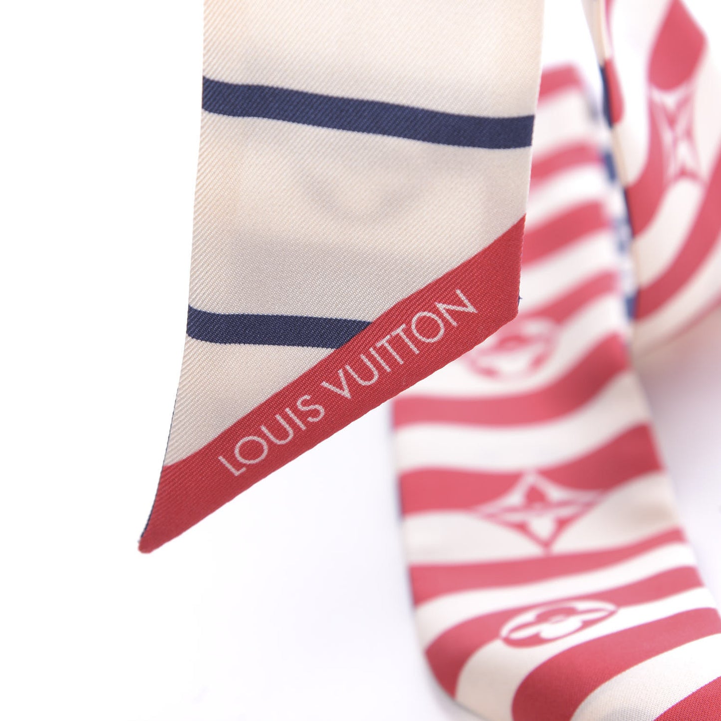 Silk Monogram LV Escale Summer Stripes BB Bandeau Blue Red