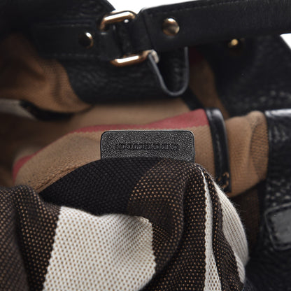 Burberry Grainy Calfskin House Check Small Maidstone Black 8 of 11